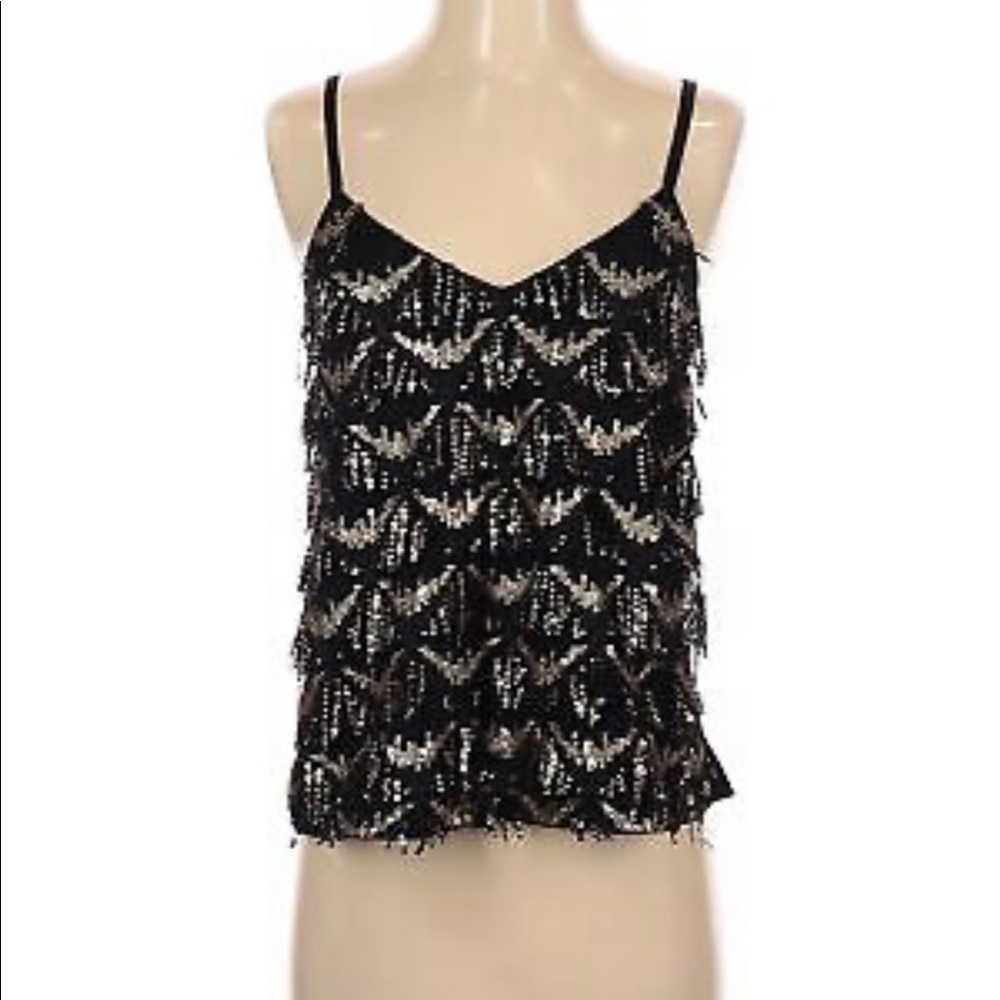 Black + gold sequin blouse